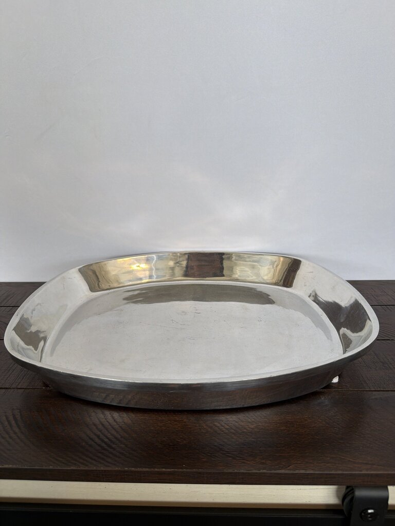 Oval Pewter Tray- 16.5X14X2- AS IS
