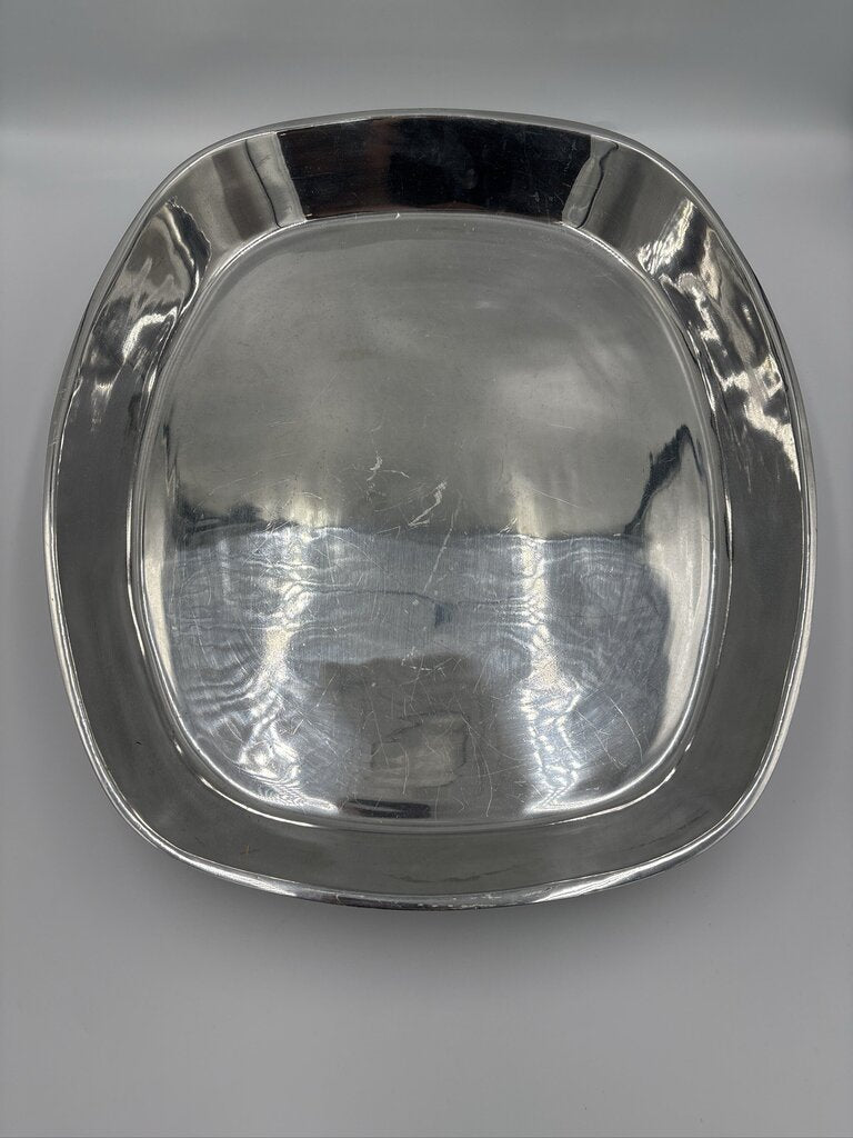 Oval Pewter Tray- 16.5X14X2- AS IS