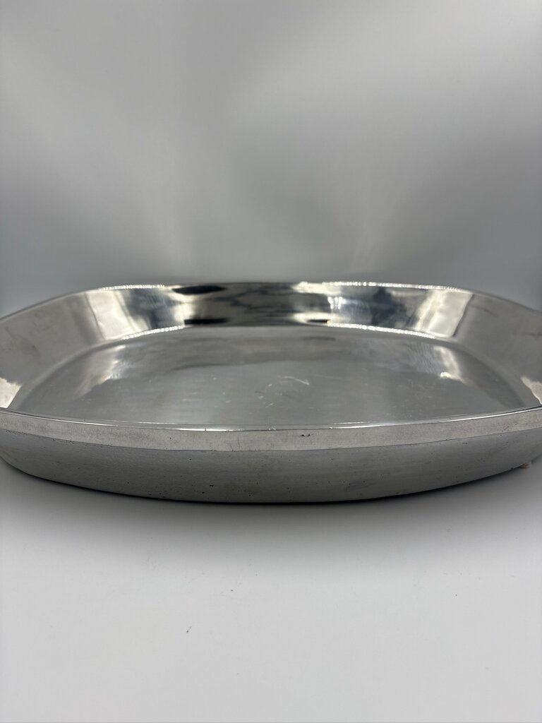 Oval Pewter Tray- 16.5X14X2- AS IS