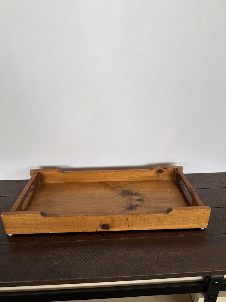 Vintage Rectangular Wood Tray- 20X9X2.5H