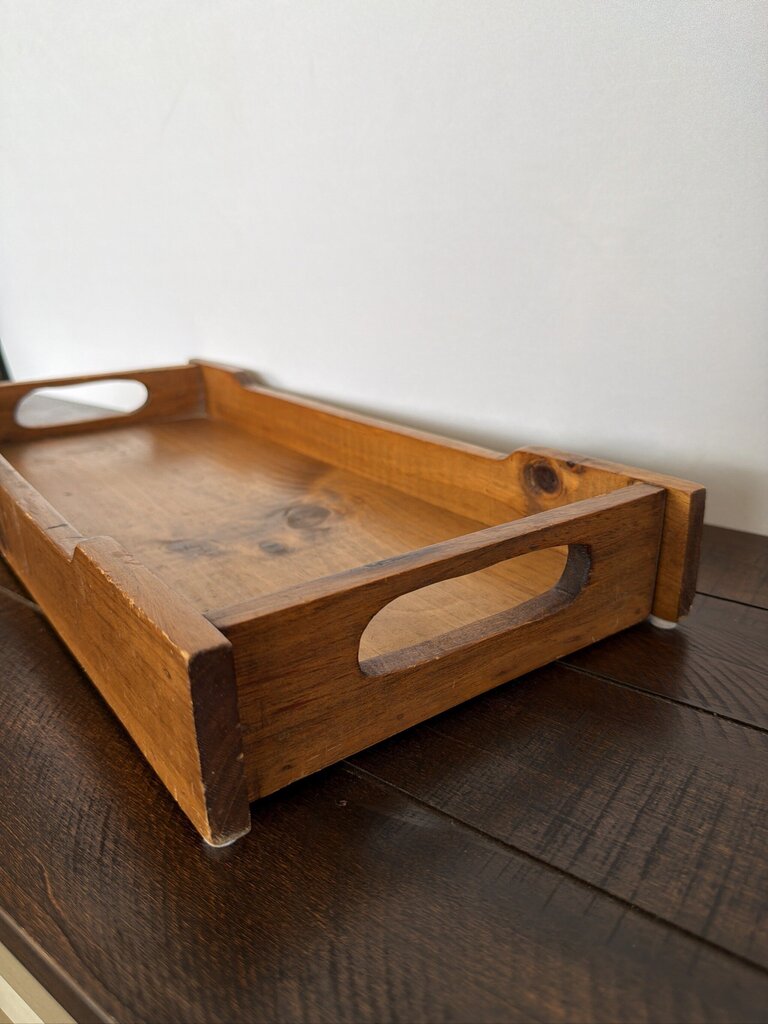 Vintage Rectangular Wood Tray- 20X9X2.5H