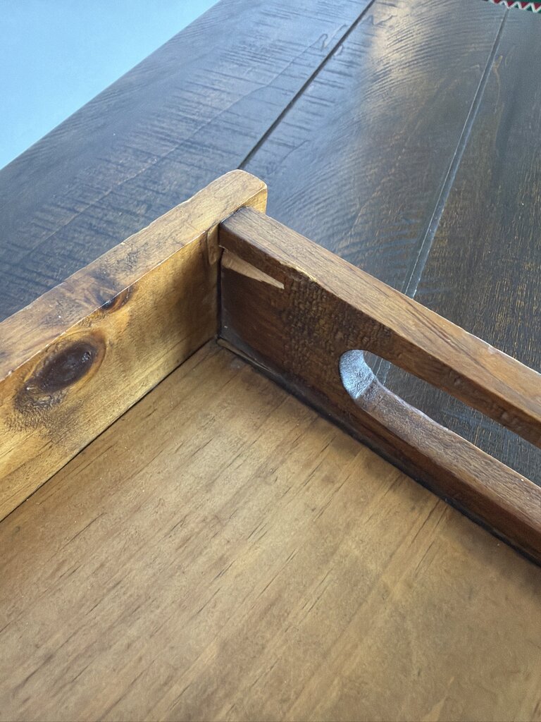 Vintage Rectangular Wood Tray- 20X9X2.5H
