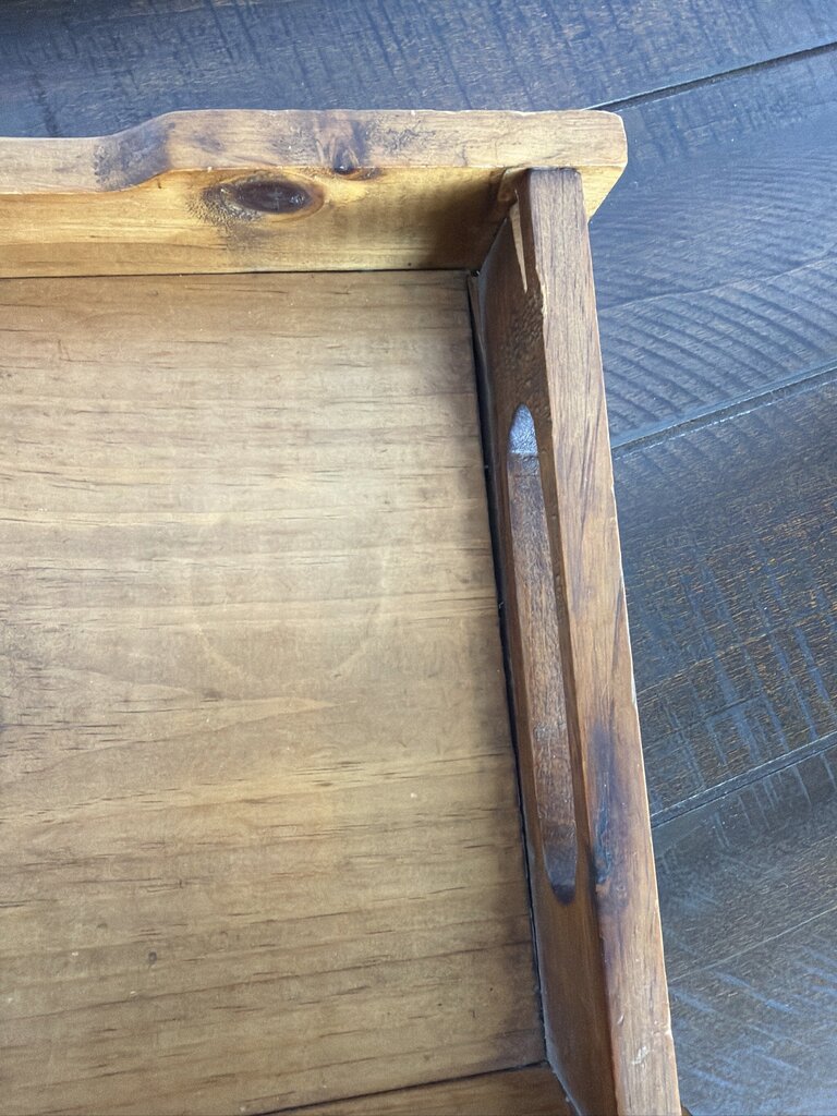 Vintage Rectangular Wood Tray- 20X9X2.5H