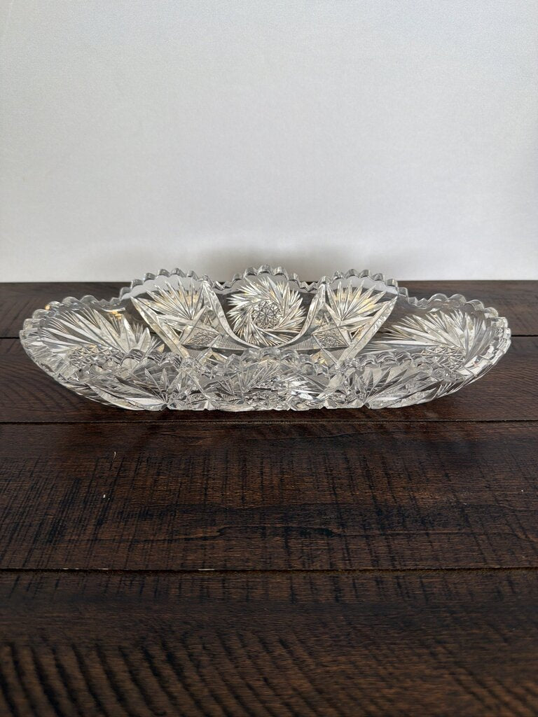 American Brilliant Cut Crystal Celery Dish- 11.5X4.5X2