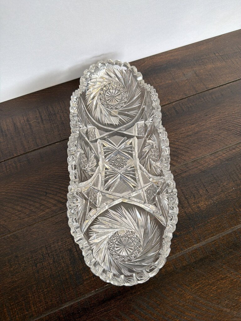 American Brilliant Cut Crystal Celery Dish- 11.5X4.5X2