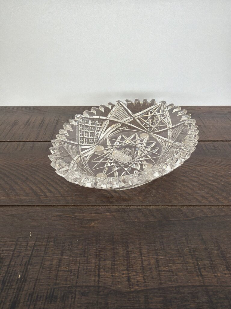 Brilliant Cut Glass Crystal Round Dish-6.5X5X1.5- AS IS