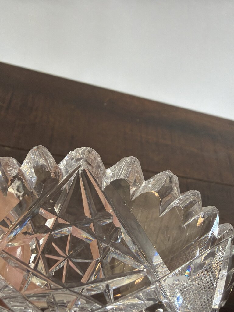 Brilliant Cut Glass Crystal Round Dish-6.5X5X1.5- AS IS