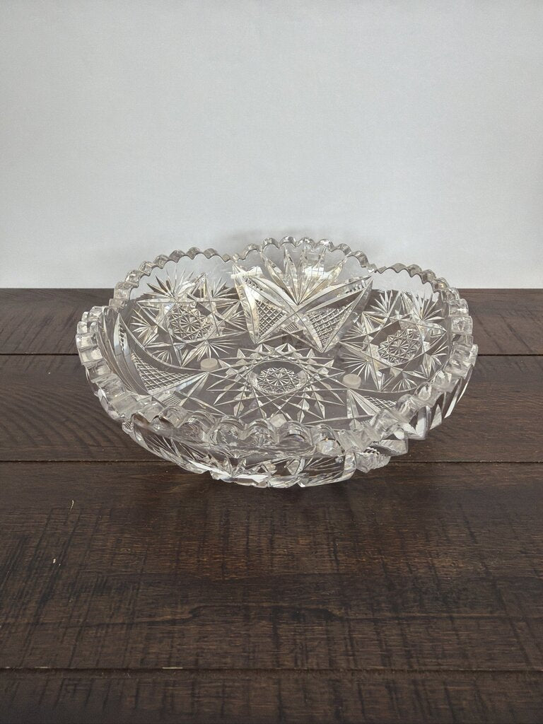 Brilliant Cut Glass Crystal Round Dish- 8X8X2.5- AS IS