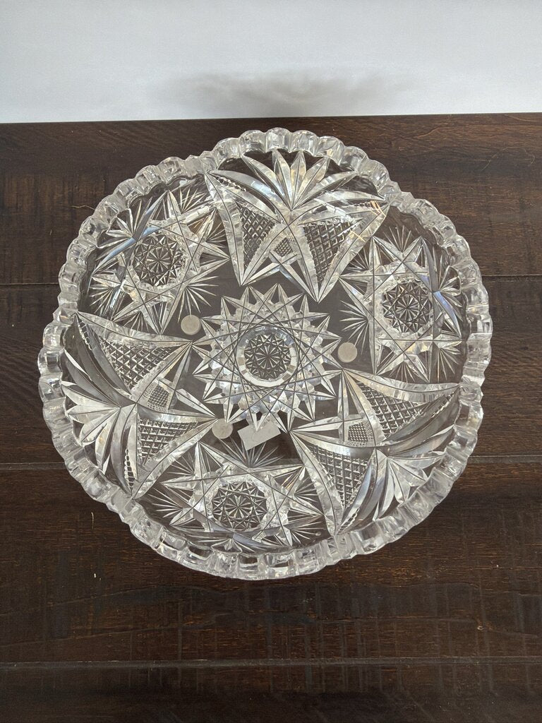 Brilliant Cut Glass Crystal Round Dish- 8X8X2.5- AS IS