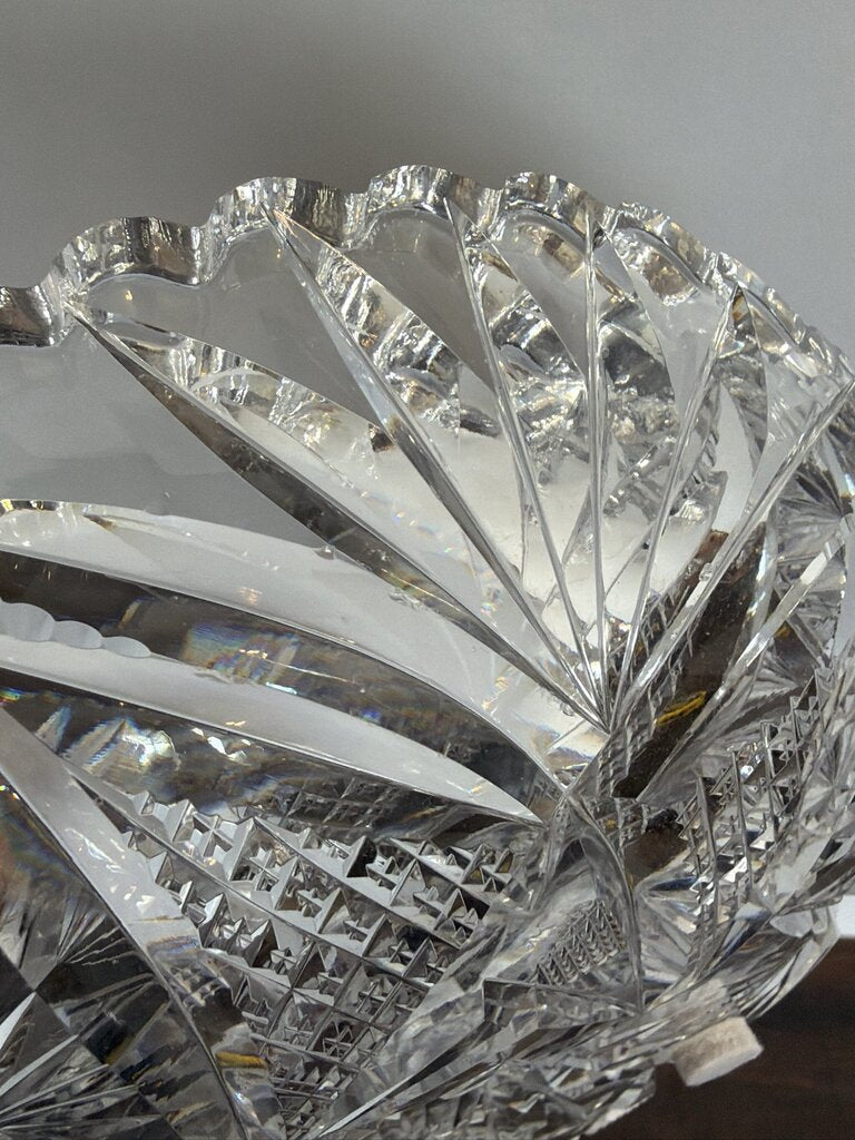 Brilliant Cut Glass Crystal Round Dish- 8X8X2.5- AS IS