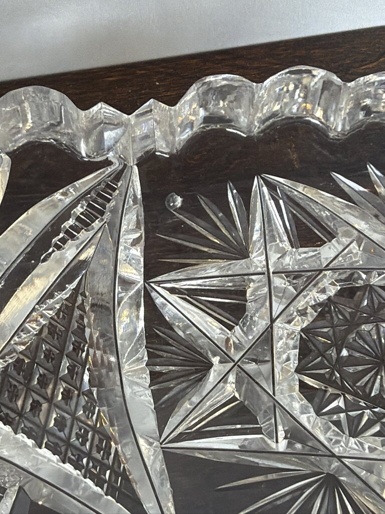 Brilliant Cut Glass Crystal Round Dish- 8X8X2.5- AS IS
