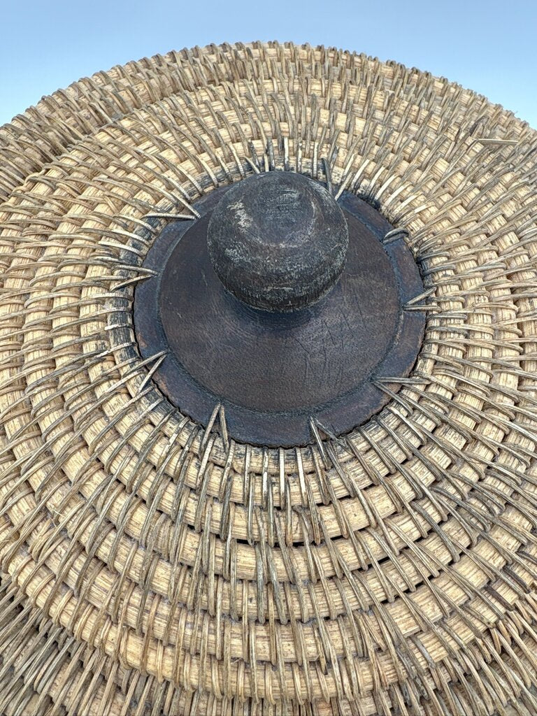 Woven Coiled Native American Basket W/ Lid- 11.5X11.5X7