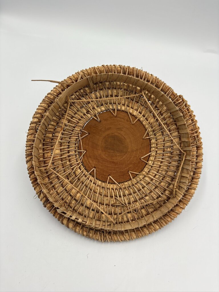 Woven Coiled Native American Basket W/ Lid- 11.5X11.5X7