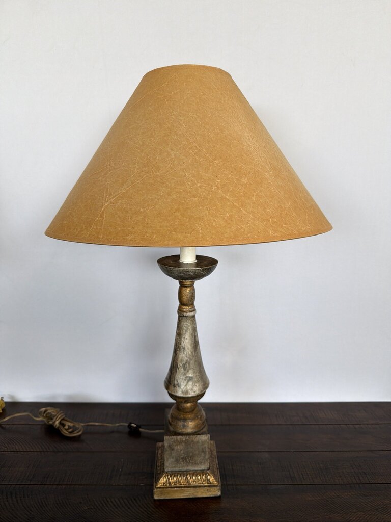 Vintage Distressed Painted Metallic Lamp- 19.5X19.5X32H