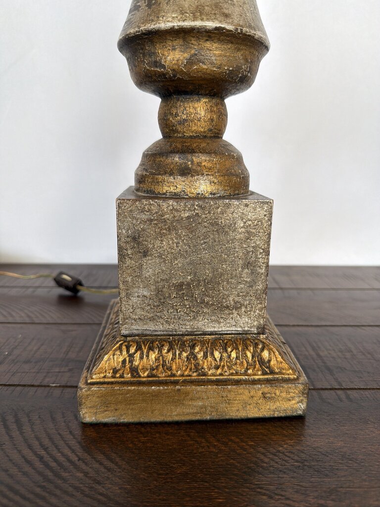 Vintage Distressed Painted Metallic Lamp- 19.5X19.5X32H
