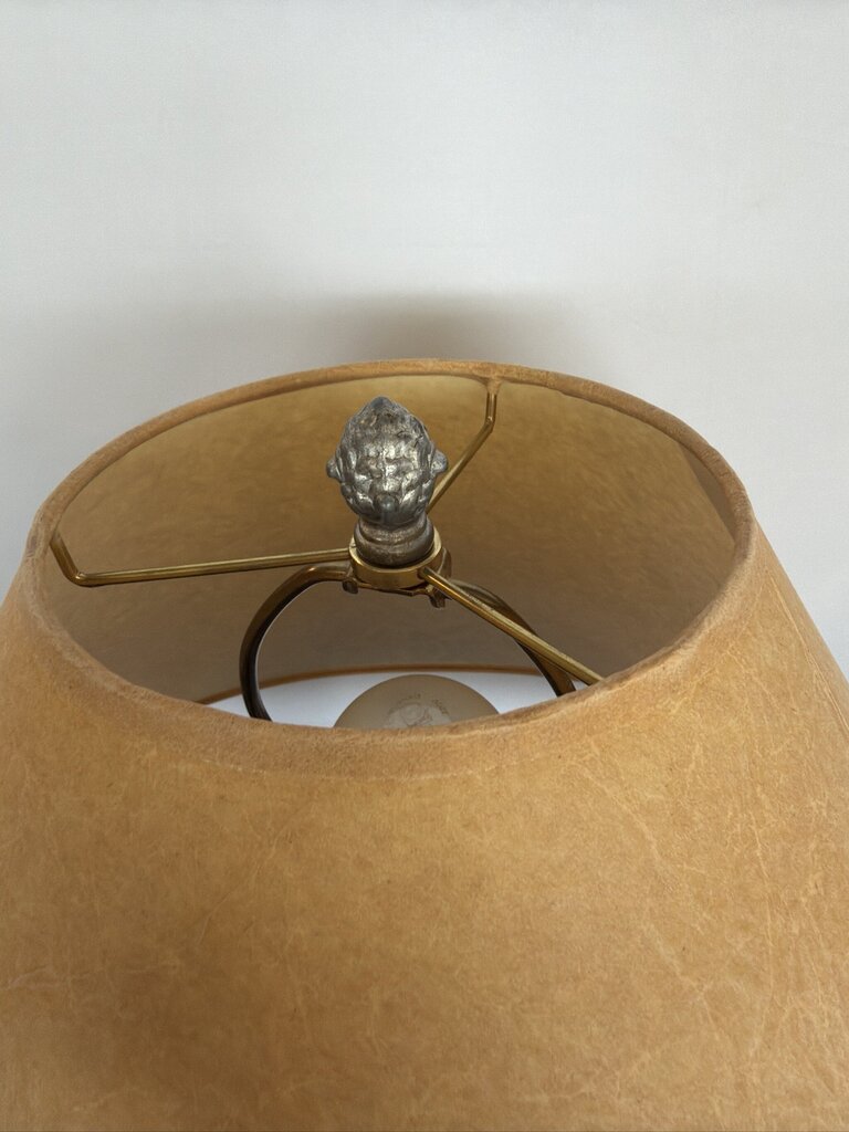 Vintage Distressed Painted Metallic Lamp- 19.5X19.5X32H
