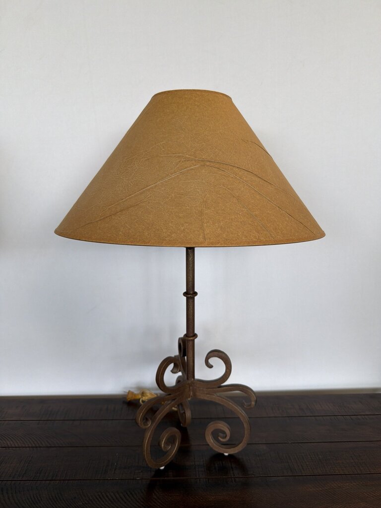 Wrought Iron Scrolled Table Lamp W/ Paper Shade- 20.5X20.5X30