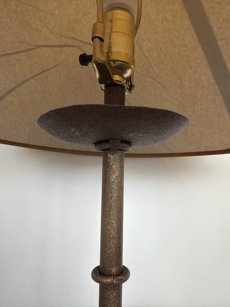 Wrought Iron Scrolled Table Lamp W/ Paper Shade- 20.5X20.5X30