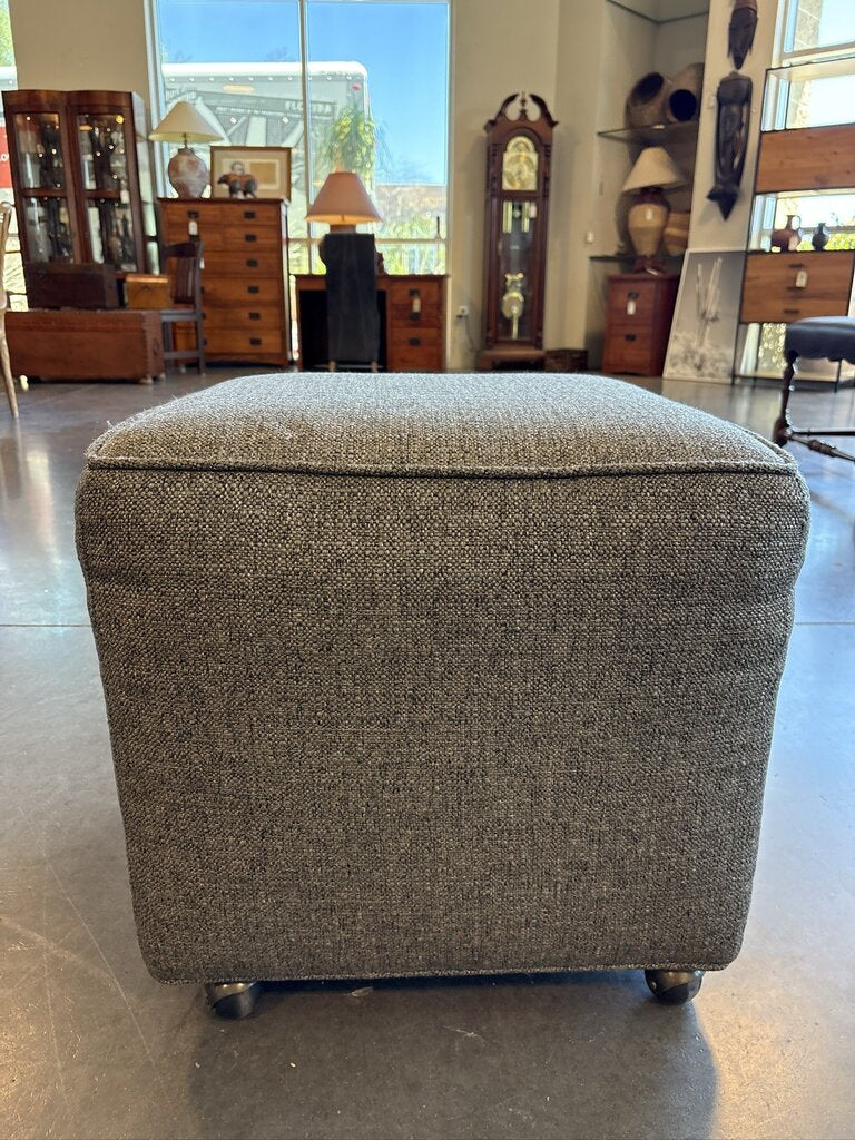 Custom Grey Ottoman W/ Casters | - 23X23X21