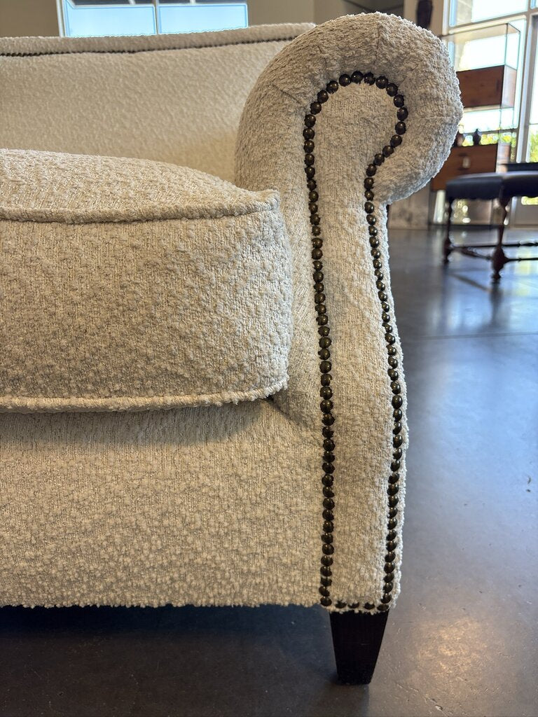 Ivory Boucle Chair W/ Nail Heads - 38X40X32.5