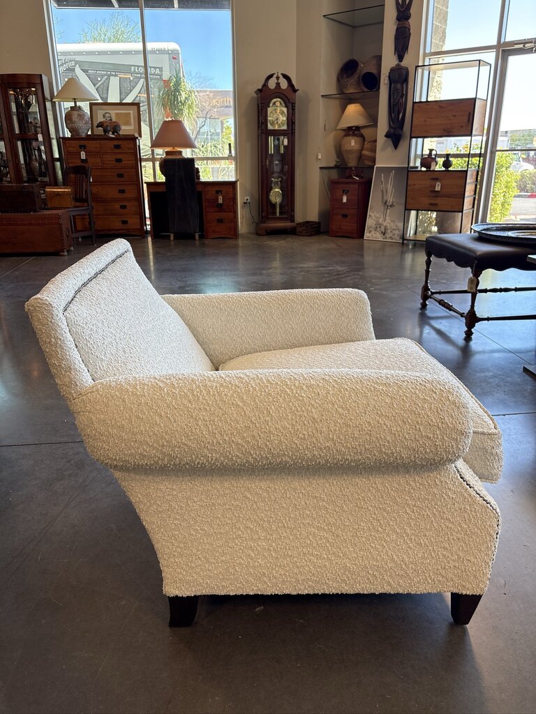 Ivory Boucle Chair W/ Nail Heads - 38X40X32.5