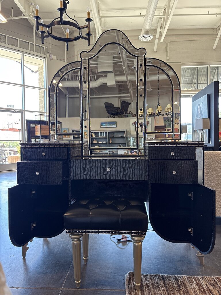 Michael Amini AICO Hollywood Swank Collection Vanity W/ Bench - 56X18X78H