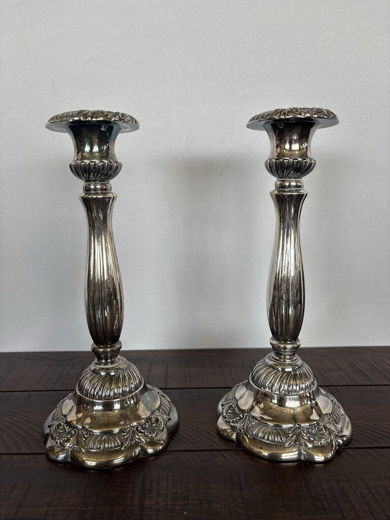 Neiman Marcus Baroque Candlesticks- Pair- 4.75X4.75X10H