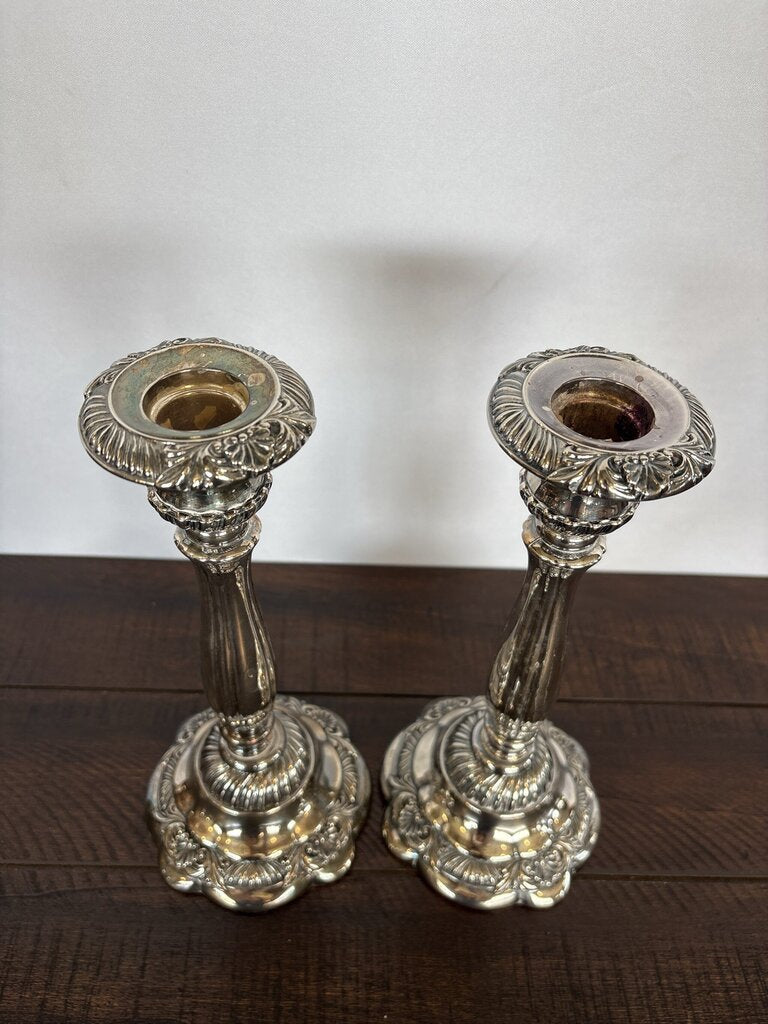 Neiman Marcus Baroque Candlesticks- Pair- 4.75X4.75X10H