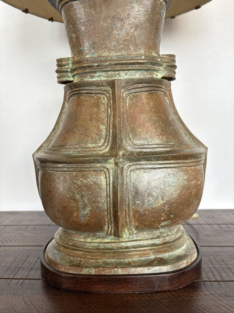 Fredrick Cooper Bronze Table Lamp W/ New Shade- 16.5X7X29H