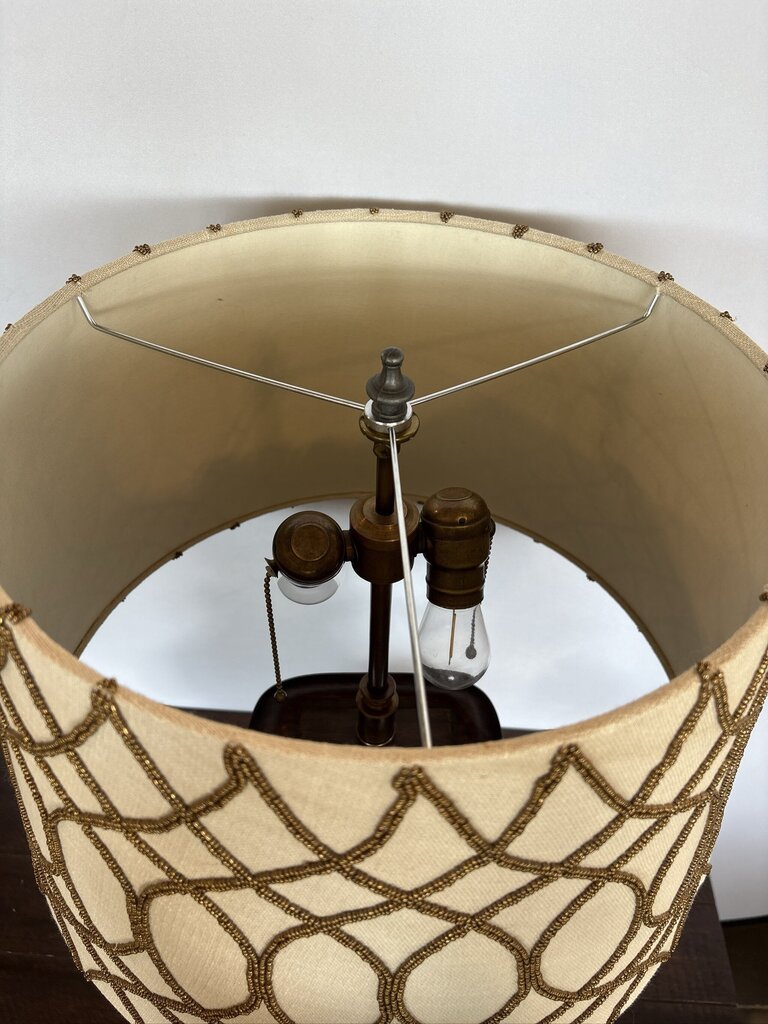 Fredrick Cooper Bronze Table Lamp W/ New Shade- 16.5X7X29H