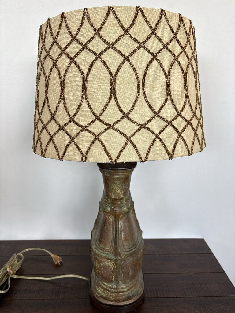 Fredrick Cooper Bronze Table Lamp W/ New Shade- 16.5X7X29H