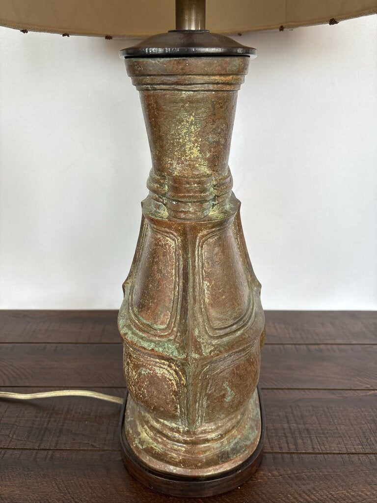 Fredrick Cooper Bronze Table Lamp W/ New Shade- 16.5X7X29H
