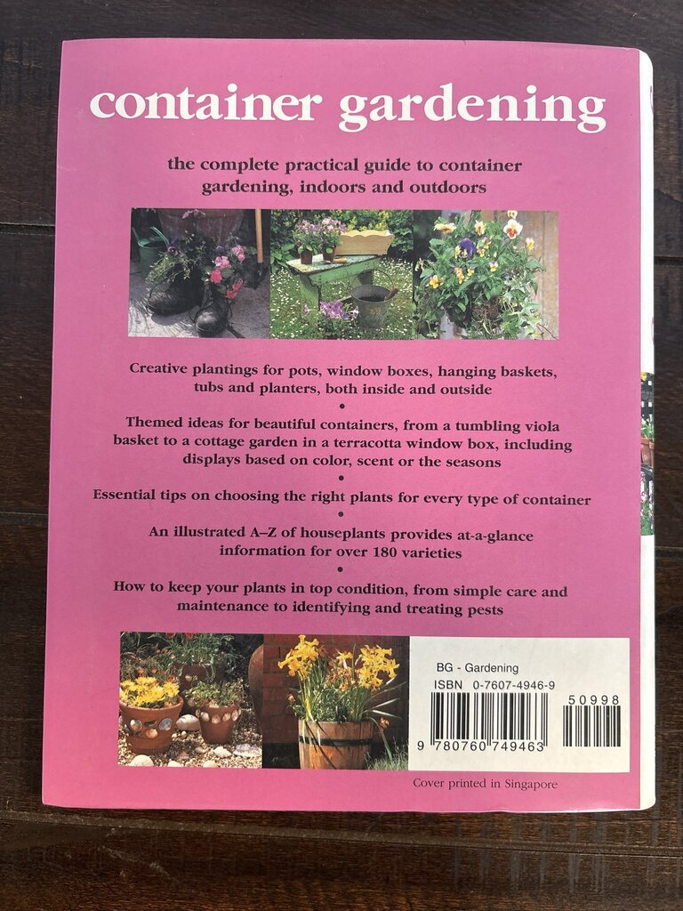 Container Gardening Hardcover Book