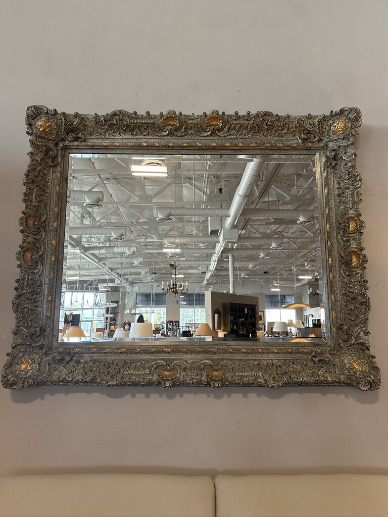 Vintage Ornate Wood Wall Mirror W/ Fleur De Lis Accents - 62X5.5X51H