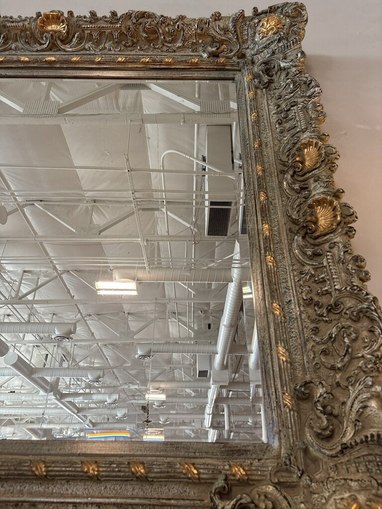 Vintage Ornate Wood Wall Mirror W/ Fleur De Lis Accents - 62X5.5X51H