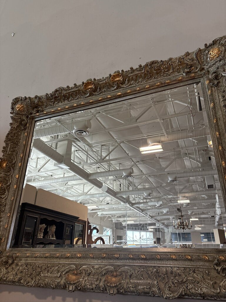 Vintage Ornate Wood Wall Mirror W/ Fleur De Lis Accents - 62X5.5X51H