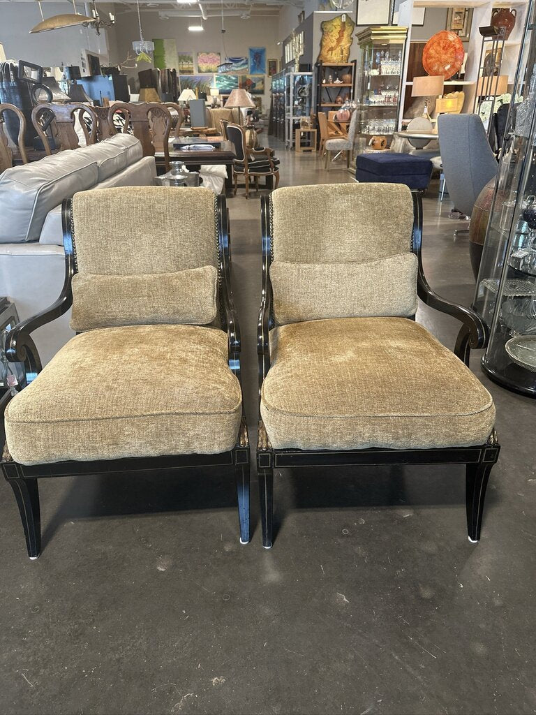 Antique Custom Upholstered Chairs- Pair- AS IS