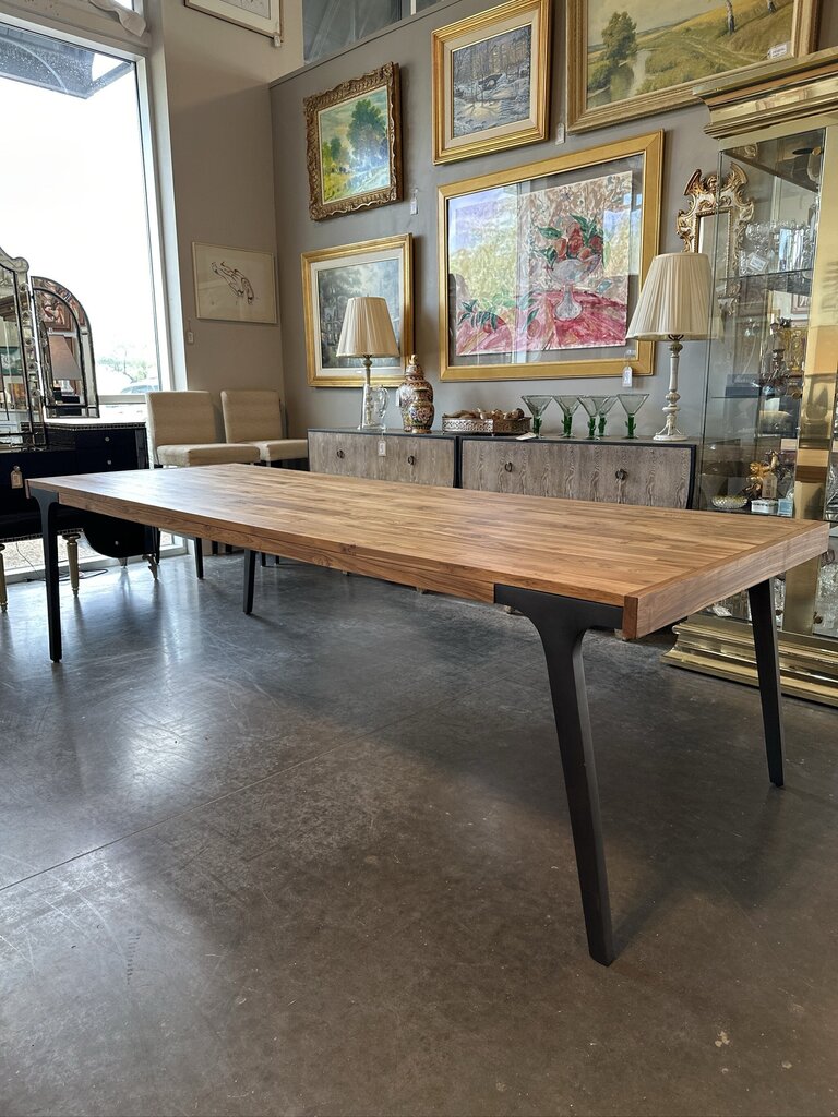 C&B Lakin Teak Wood Extension Dining Table W/ 2 Lvs-