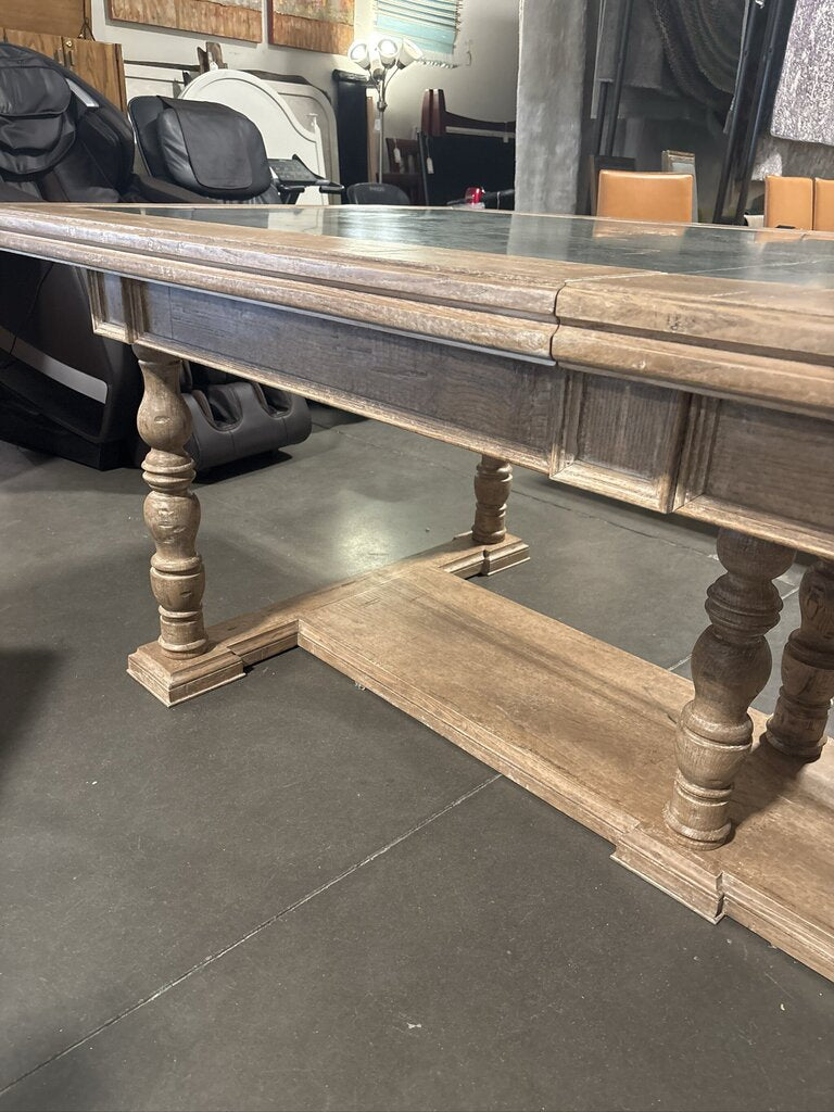 Wood & Zinc Top Dining Room Table- 47X99X32- AS IS