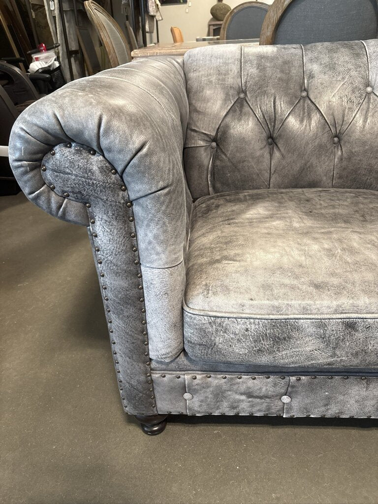 Bernhardt Leather Tufted Sofa W/ Nail Head Trim- 90X41X32