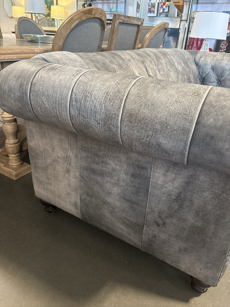 Bernhardt Leather Tufted Sofa W/ Nail Head Trim- 90X41X32