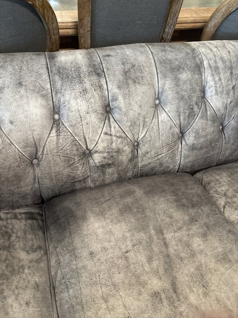 Bernhardt Leather Tufted Sofa W/ Nail Head Trim- 90X41X32