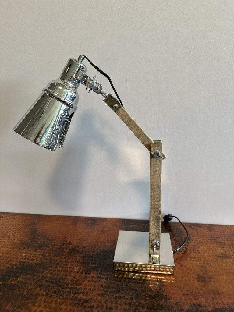 Wood & Chrome Industrial Style Task Lamp- 21H