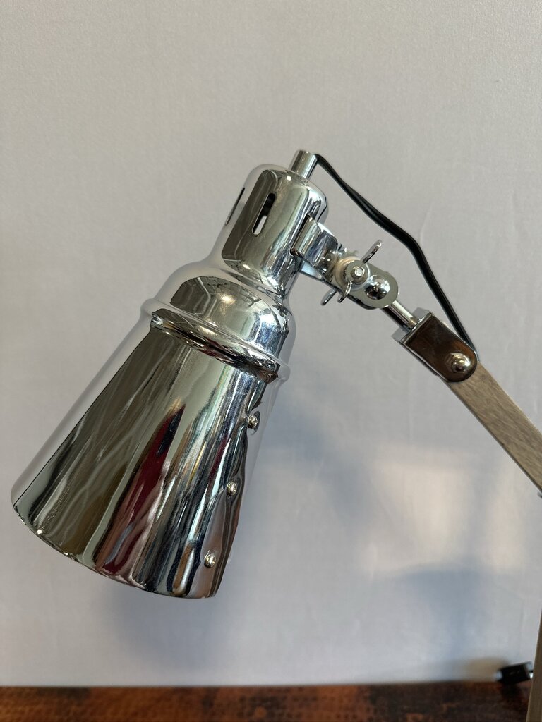 Wood & Chrome Industrial Style Task Lamp- 21H