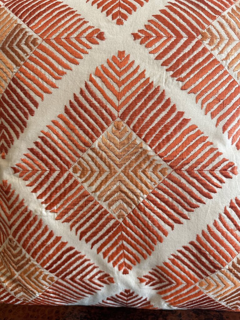 Pottery Barn Orange & Cream Geometric Pillow- 20X20