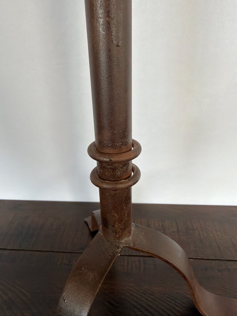 Wrought Iron Candlesticks W/ Cream Candles- Pair- 9X7X17H