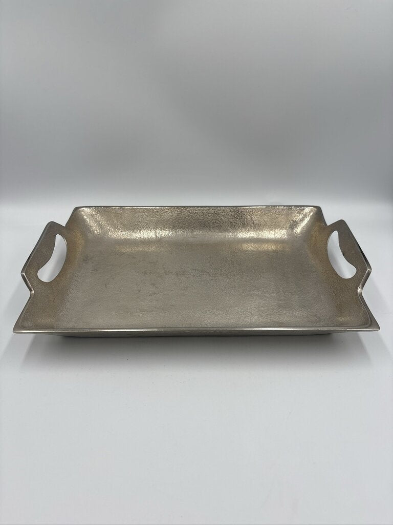 Textured Pewter Tray W/ Handles- 13X8X2