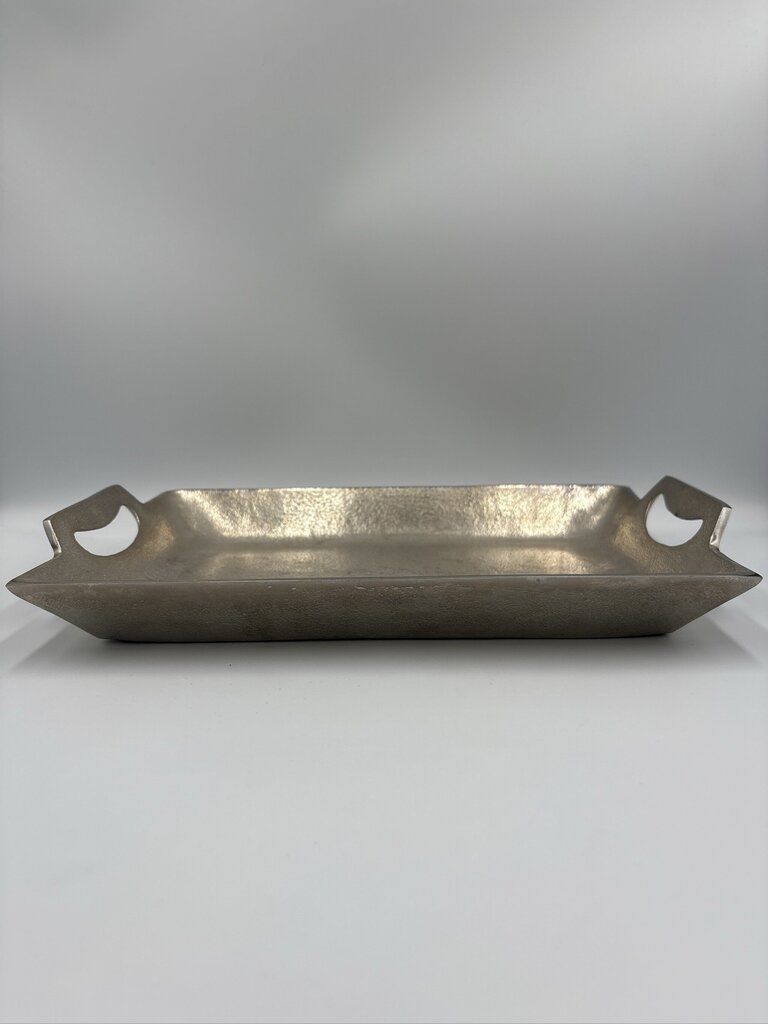 Textured Pewter Tray W/ Handles- 13X8X2