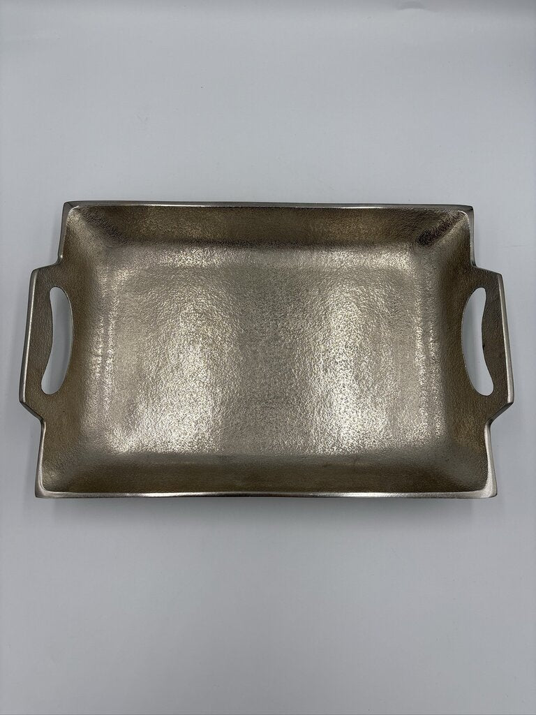 Textured Pewter Tray W/ Handles- 13X8X2