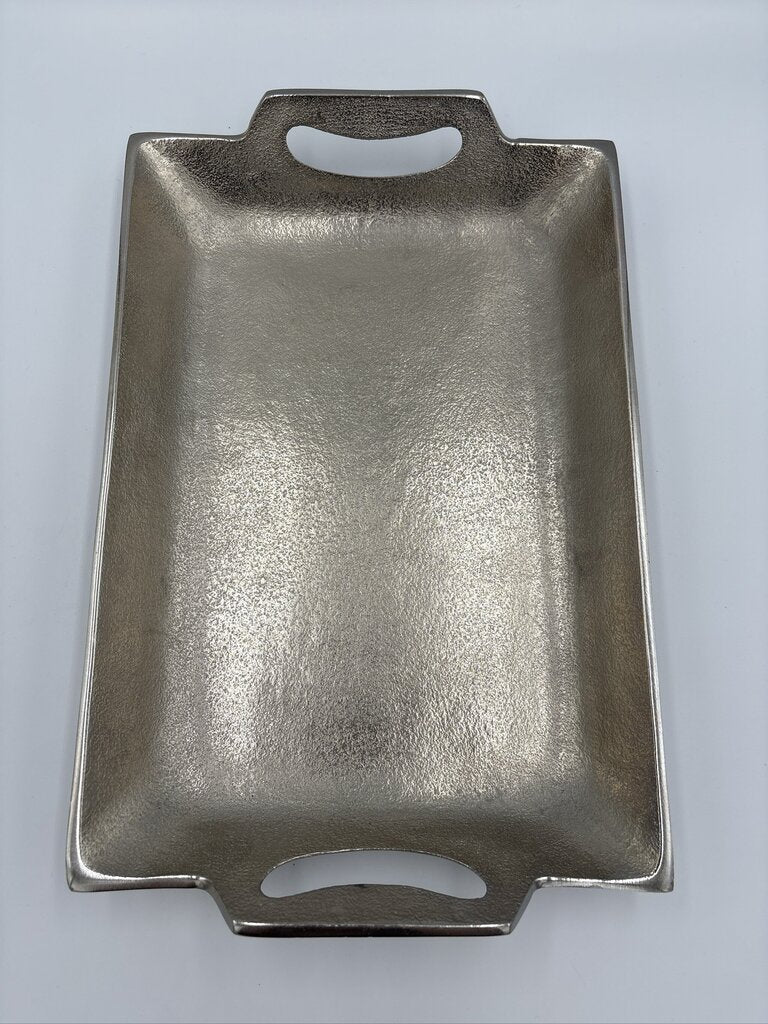 Textured Pewter Tray W/ Handles- 13X8X2